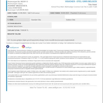 Otelfiyat.com (İdeal Tur) Tüketici Hakları'na Saygı Gösterilmemesi