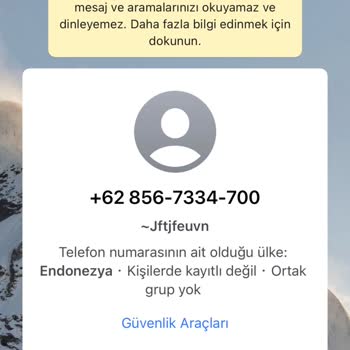WhatsApp Endonezya Menşeli Bilinmeyen Numarala