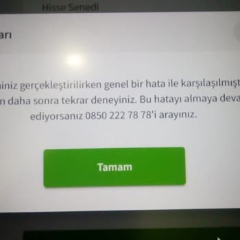 Şekerbank İnternet Bankacılığı Hisse Satış Kabul Etmiyor.