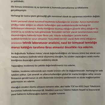 Lacoste Markasını Şikayet Ediyorum.