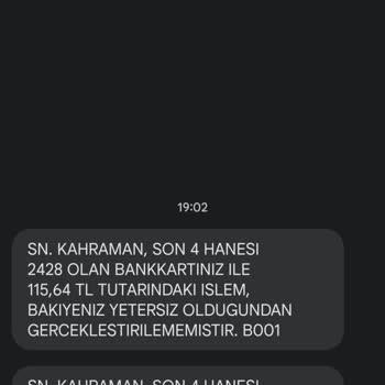 Ziraat Bankası Bakiyeniz Yetersiz Olduğundan Para Çekilememiştir