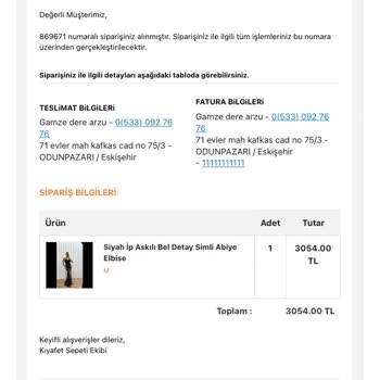 Kıyafet Sepeti 3.054.00 TL Lik İademi Yapmıyorlar!