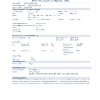 Fibabanka Hayat Sigortası Vatan