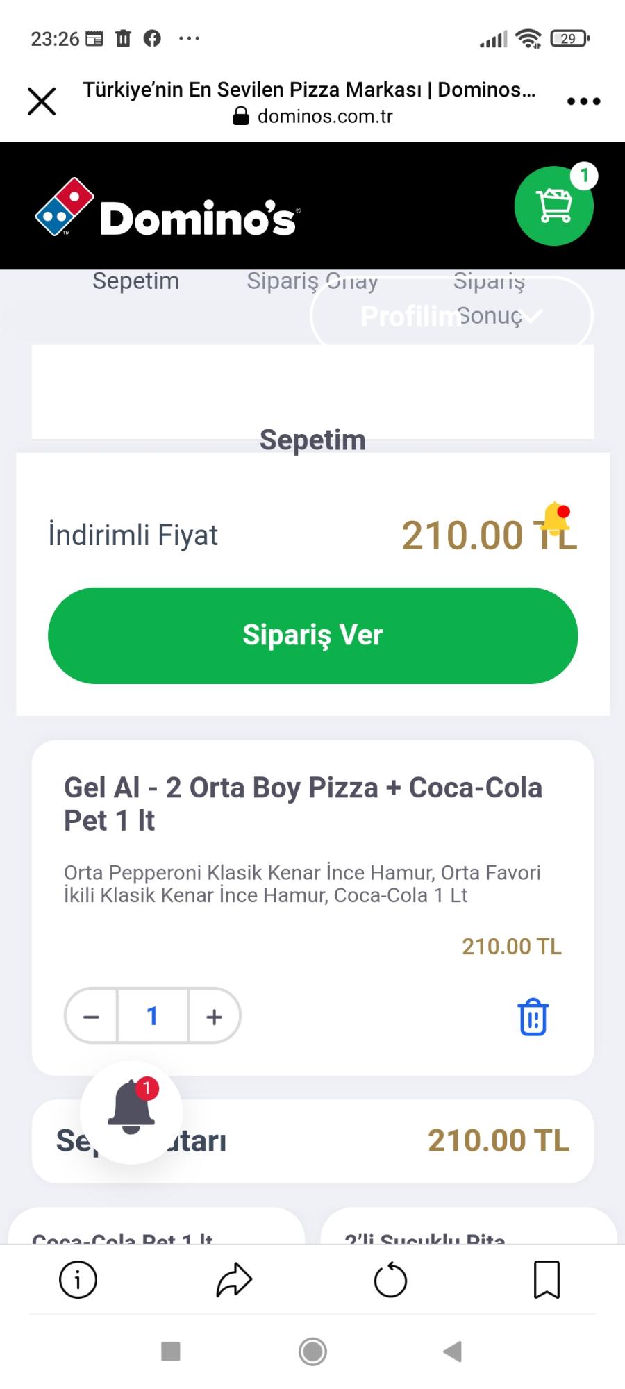 Domino's Pizza Fiyat Farkı ve Malzeme Farkı Şikayetvar