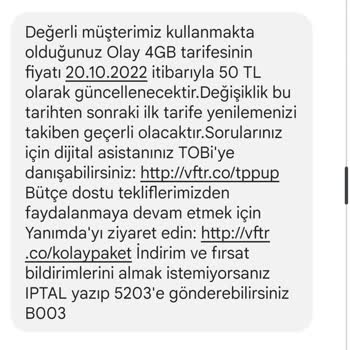 Vodafone Faturasız Olay 4 GB Tarifeme Yapılan Düzenli Zamlar