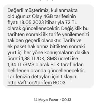 Vodafone Faturasız Olay 4 GB Tarifeme Yapılan Düzenli Zamlar