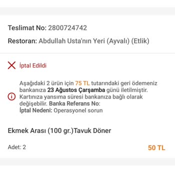 Trendyol Para İadesi Sipariş Getirmeme İptal