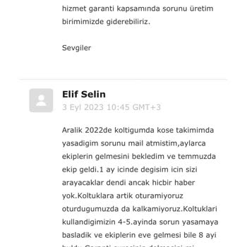 Vivense Köşe Takımı Çökme Ve Sorunun Giderilmemesi
