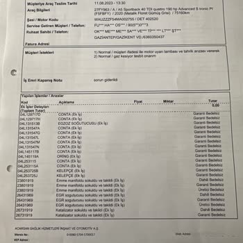 2020 Audi A5 Tahrik Arızası