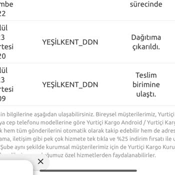 Yurtiçi Kargo Yeşilkent Şube Samsun