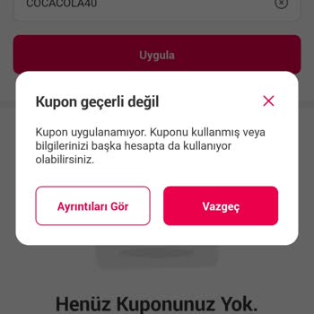 Yemeksepeti Kuponlarını Uzun Süredir Kullanamıyorum