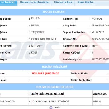 Aras Kargo Kargo Teslim Edilmiyor