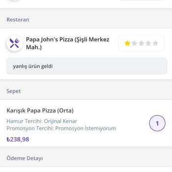 Getir Yemek Siparişi Sorunları