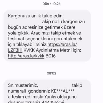 Aras Kargo Teslimat Mesajında Yanlış Kişiye Teslim Edildi Yazıyor