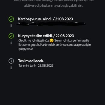 Papara Kartım Teslim Edilmedi