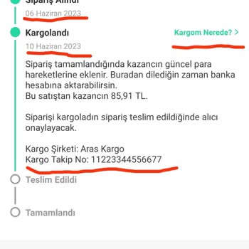 Aras Kargo Dolap Üzerinden Yapmış Olduğum Satış Üzerine.