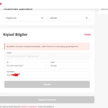 Yemeksepeti Kendi Numaramı Onaylamıyor