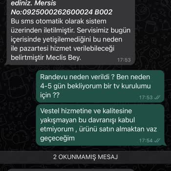 Vestel Yetkili Servisi Kurulum Yapamaması