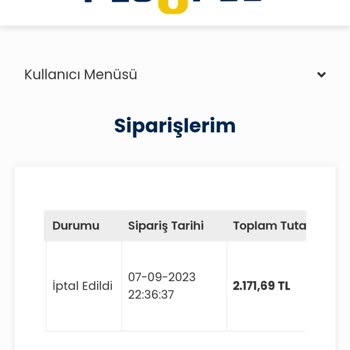 Pejopel.com Sebepsiz Yere İptal Edilen Sipariş...