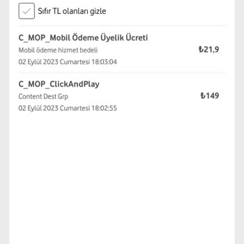 Vodafone C Mop Click And Play- Habersiz Ödeme Alınması