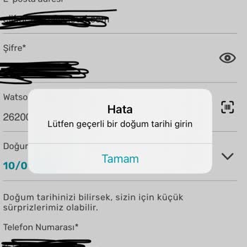 Watsons Uygulama Doğum Tarihimde Hata Buluyor
