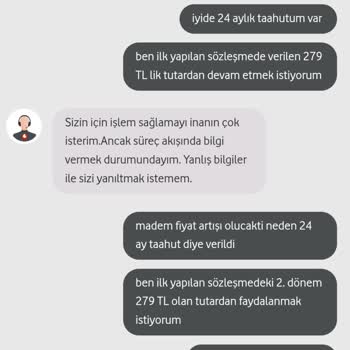 Vodafone 24 Aylık Taahhüt Olmasına Rağmen Aşırı Fiyat Artışı