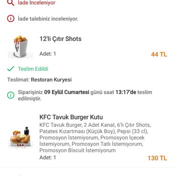 Trendyol GO Ve KFC Eksik Sipariş Sorunu