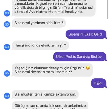 Getir Canlı Destek Ve Eksik Ürün