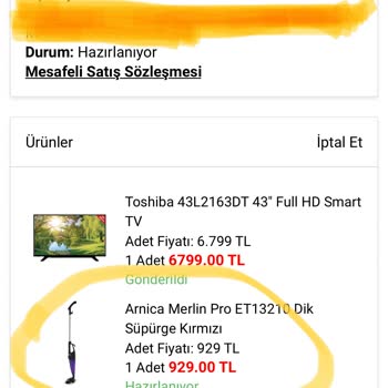 A101 Teslim Edilmeyen Ürün