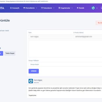 Cenuta Hosting Ayıplı Hizmetlerin İadesini Yapmıyor