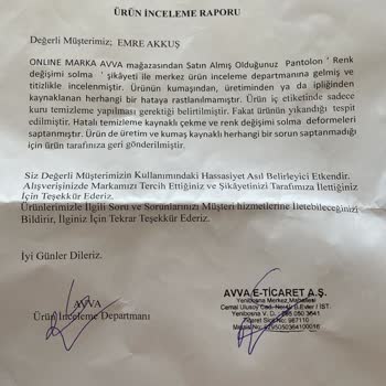 Avva Pant. Renk Değişimi Kızardı