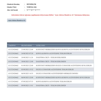 Denizbank Kuryenin Beni Aramaması