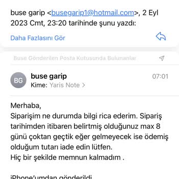 Yaris Note Dan Yapmış Olduğum Alışverişim 12 Gün Oldu Hala Gelmedi
