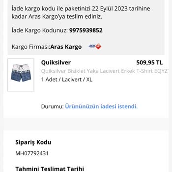 Morhipo Sitesinde Quiksilver Short Aldım Bana Tshirt Geldi -mh07792431