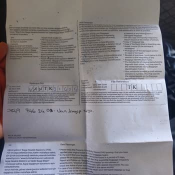 THY Samsun Ankara Van Aktarmalı Uçuşumda Valizimin Gelmemesi