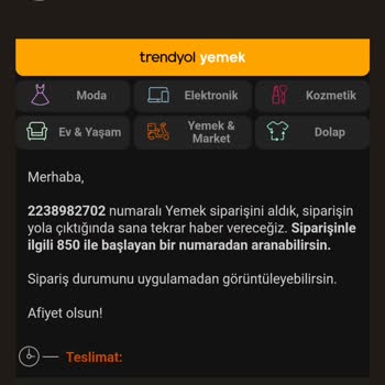 Trendyol Yemek Siparişimin İptal Edilmesi