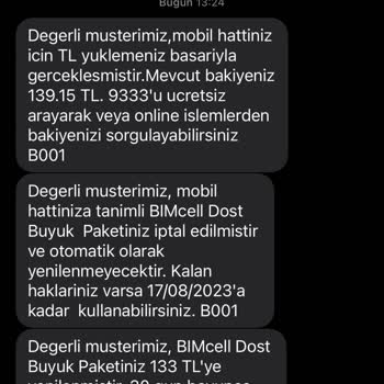 Bimcell Yanlış Paket Yüklendi