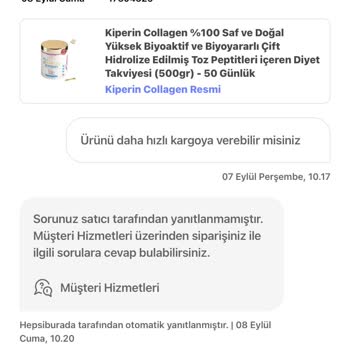 Kiperin Collagen Ürün Gönderilmemesi Mesajların Reddi