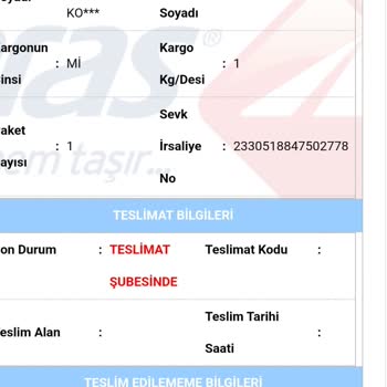 Aras Kargo Güneş Şubesi Kargolarımı Getirmiyor