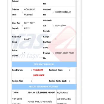 Aras Kargo Güneş Şubesi Kargolarımı Getirmiyor