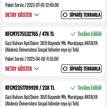 KFC Türkiye Ücret İadesi.
