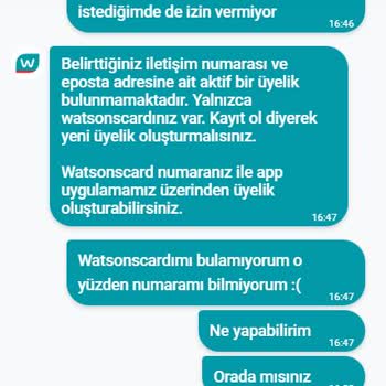 Watsons Card Numaramı Hiçbir Şekilde Öğrenemiyorum