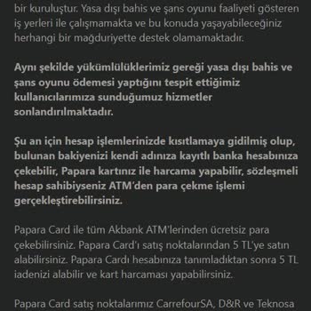 Papara Haksız Hesap Kısıtlaması