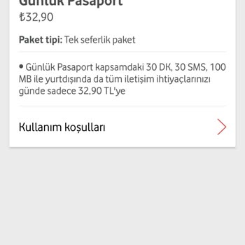 Vodafone Yurt Dışı Günlük Pasaport Hesabımdan Extra Ücret Çekti