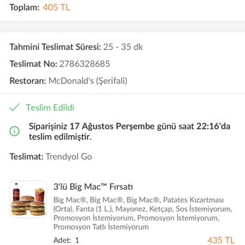 McDonald's Eksik Ürün Teslimi Ve Telafi Etmemesi