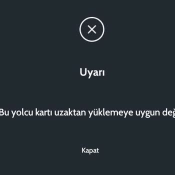 Asis Elektronik Bu Yolcu Kartı Uzaktan Yüklemeye Uygun Değil