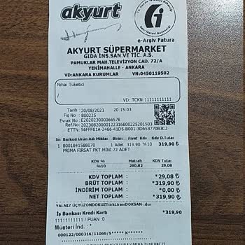 Prima Uygulaması Geçerli Fişimi Reddediyor