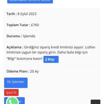 Eva AVM Limit Artışı Talebi