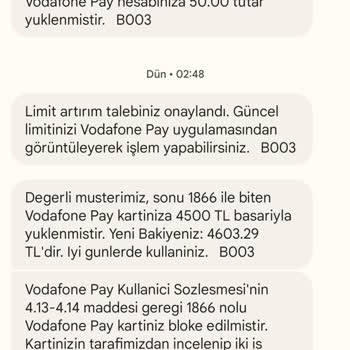 Vodafone Pay Yüklenen Paranın Bloke Edilmesi