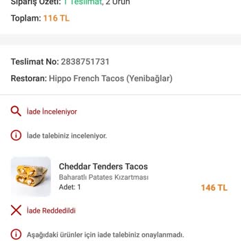 Trendyol Yemek'in Hiç Gelmemiş Siparişin Parasını İade Etmemesi